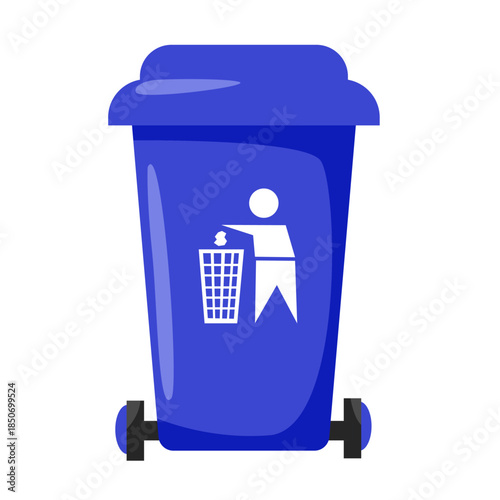blue container with general waste symbol. general waste sorting concept