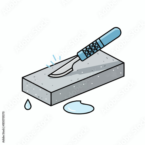 Surgical Scalpel and Sharpening Stone Medical Instrument Illustration