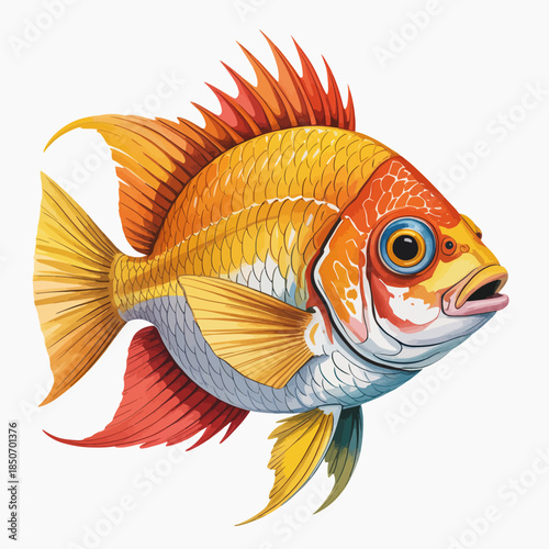 A visually stunning illustration of a goldfish displays bright colors and intricate details, symbolizing beauty and tranquility in aquatic life, inviting admiration and wonder.