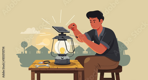 Repairing a solar lantern illuminates sustainable living in a rural setting
