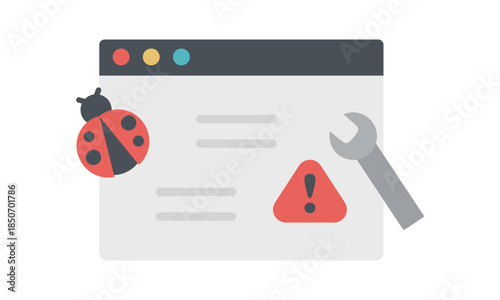 バグ修正を行うイラスト – ソフトウェア改善と開発プロセス