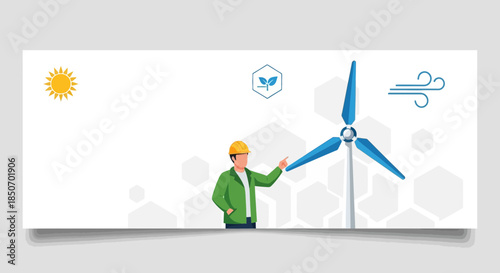 Visual representation of renewable energy and sustainable technology in vector format