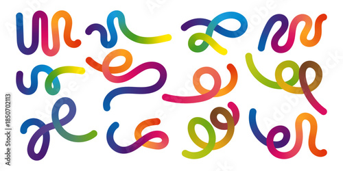 Abstract Colorful Gradient Wavy Lines and Rainbow Squiggles Vector