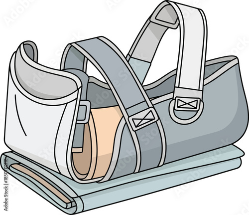 Medical support brace, isolated on transparent background