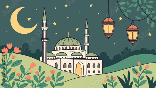 Serene night at the mosque