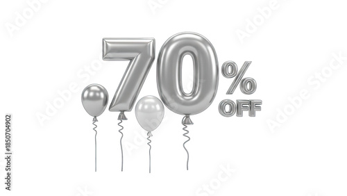 70% Off Sale Balloons on White Background