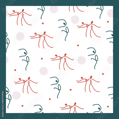 Abstract Movement Contemporary Dancer Line Pattern. Ideal for contemporary fabrics, wallpaper, stationery, dance studio branding, artistic decor, and stylish design projects.