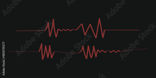 Red Heartbeat Pulse Line Vector – ECG Sound Wave Medical & Music Signal Design