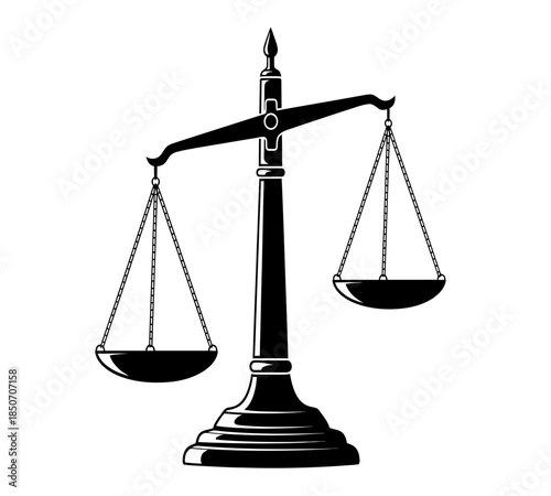 A classic illustration of scales of justice representing fairness law and the concept of equitable balance