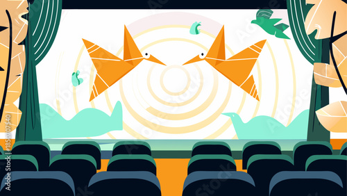 Birds performing on stage