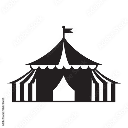 County Fair Tent Silhouette Vector Illustration