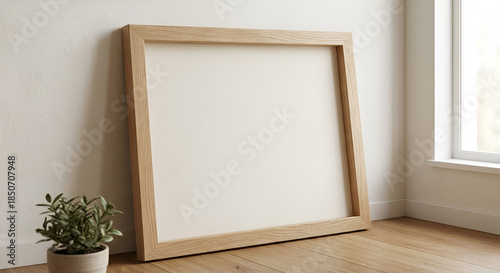 Wooden Frame Mockup with Blank Canvas