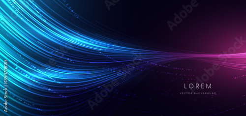 Futuristic curve lines glowing speed movement background. Futuristic technology concep.