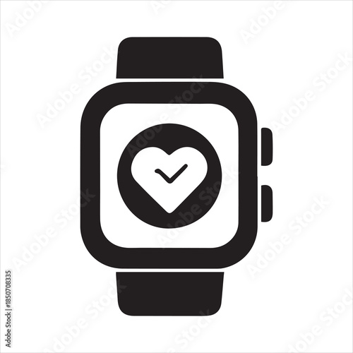 smartwatch heart rate icon silhouette vector illustration