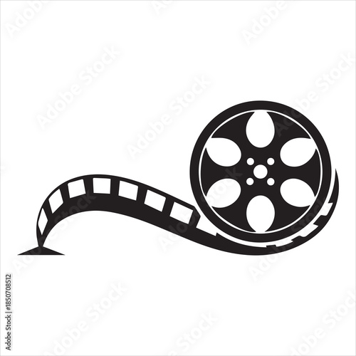 film strip reel silhouette vector
