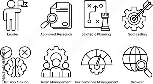 Financial Management Line Icons Set for Business and Accounting