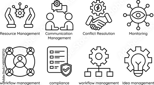 Financial Management Line Icons Set for Business and Accounting