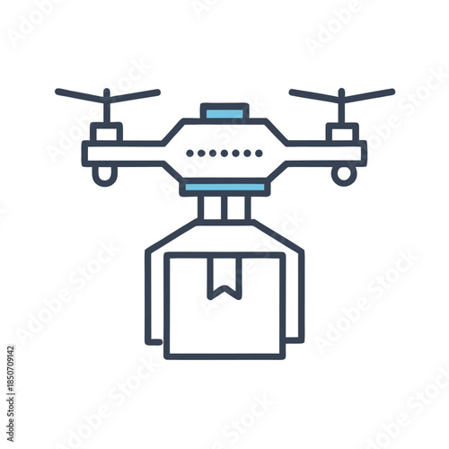 Delivery Drone Line Icon for Logistics and Transportation