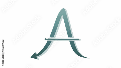 Abstract letter A with arrow and gradient effect.