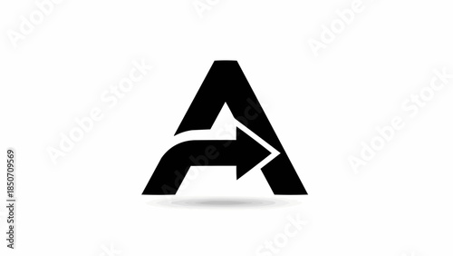 Black Arrow Integrated into Letter A Symbol.