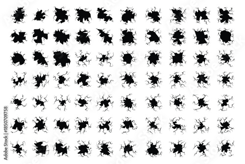 Cracked Wall Effect Shapes. Abstract Crack Patterns Collection