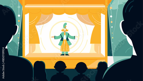 Audience watching a puppet show