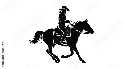 Silhouette of a cowboy riding a horse in a dynamic pose