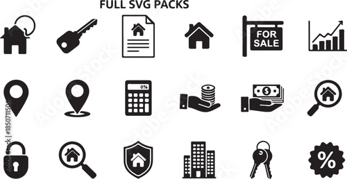 Real Estate Icons Set for Business Use