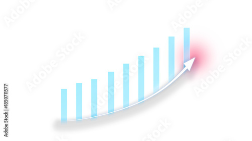 Vertical graph symbol and up arrow. Concept of interest rate and tax calculation and may other. Investment growth and profit. Isolated on transparent background