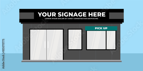 Flat design store front with place for name
