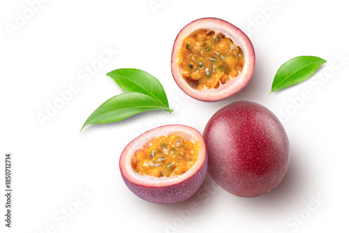 Fotografija Passion fruit on white background. Top view