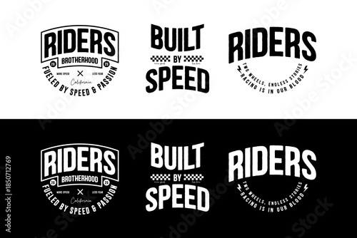 Bold Motorcycle Brotherhood and Speed Themed Emblems Collection