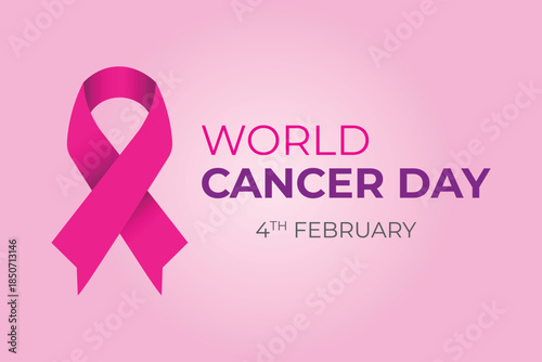 World Cancer Day Pink Ribbon Awareness Vector – Cancer Support & Healthcare Campaign Illustration
