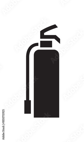 Fire Extinguisher Safety Icon, Emergency Fire Suppression Silhouette on Isolated White Background