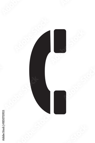 Classic Telephone Handset Icon, Communication Call Silhouette on Isolated White Background