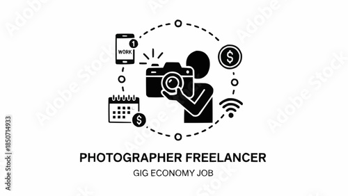 Photographer Freelancer Gig Economy Job Icon.