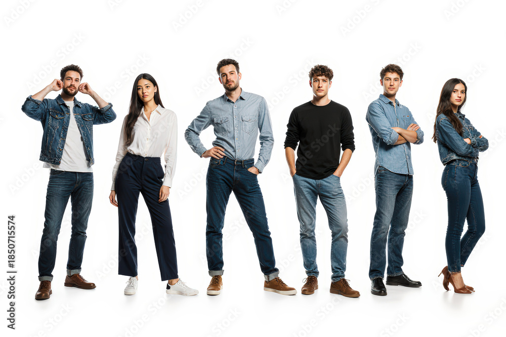 Obraz premium Collection of full length portrait of people in casual clothes isolated on white background