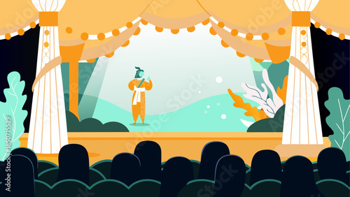 Performer on stage with audience