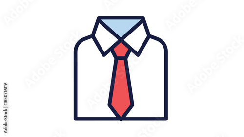 Stylish business shirt with red tie, Generative AI.