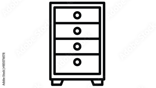 Simple modern dresser with four drawers in black and white, Generative AI.