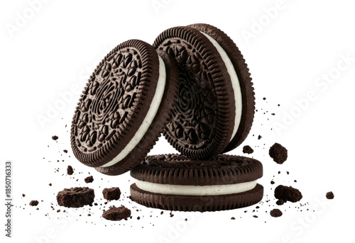 Stack of oreo cookies transparent background cutout png