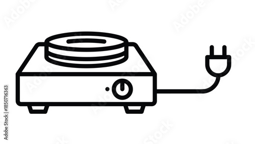 Electric hot plate with power cord and control knob, Generative AI.