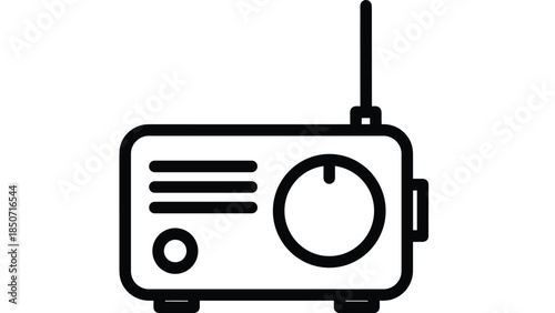 Vintage radio with antenna on white background, Generative AI.