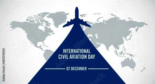 Silhouette of a Blue Airplane Ascending Above Text for Aviation Day