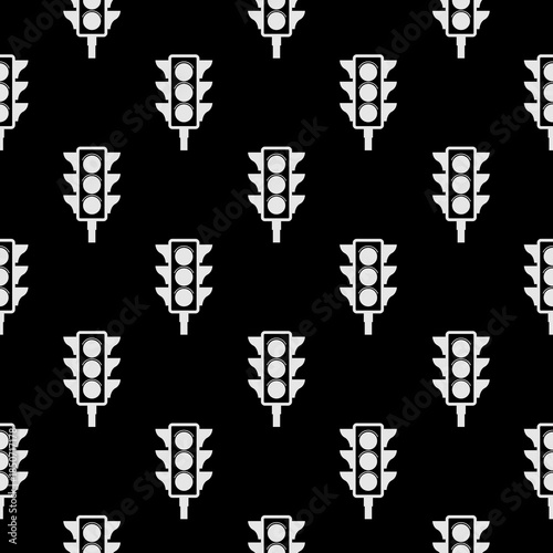 Traffic light seamless pattern isolated on black background