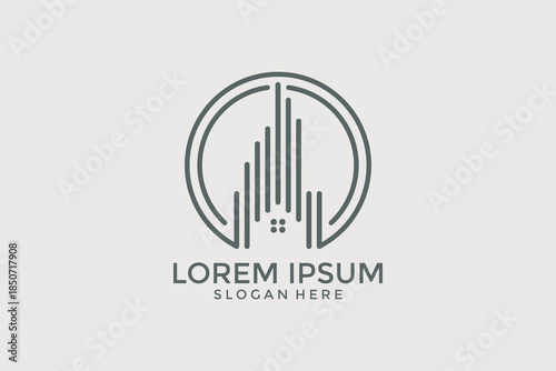Modern Minimalist Line Art Architecture Logo for Real Estate Branding