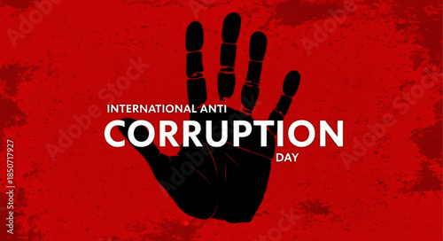Black Hand Silhouette with Anti-Corruption Text on Red Background