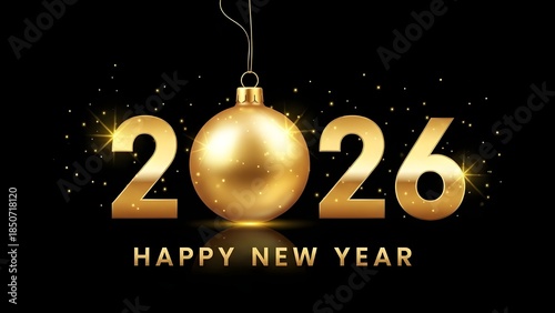 Golden 2026 new year s eve celebration with ornament