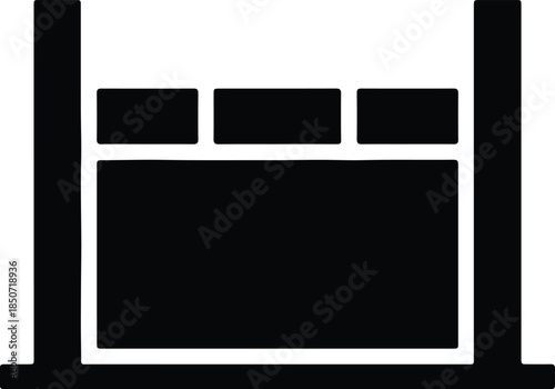 Silhouette minimalist bed icon symbol for hotel accommodation Vector Illustration