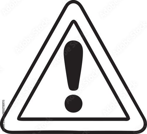 A warning sign featuring a bold black exclamation mark inside a triangle, signifying caution and danger